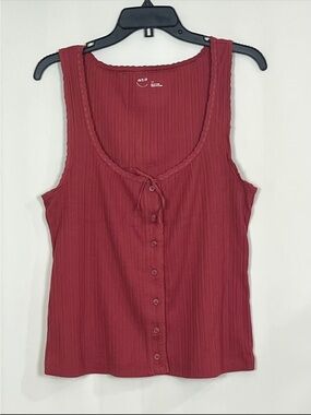 Aerie Women’s Sneak Peek Tank Top Summer Burgundy Color Size L